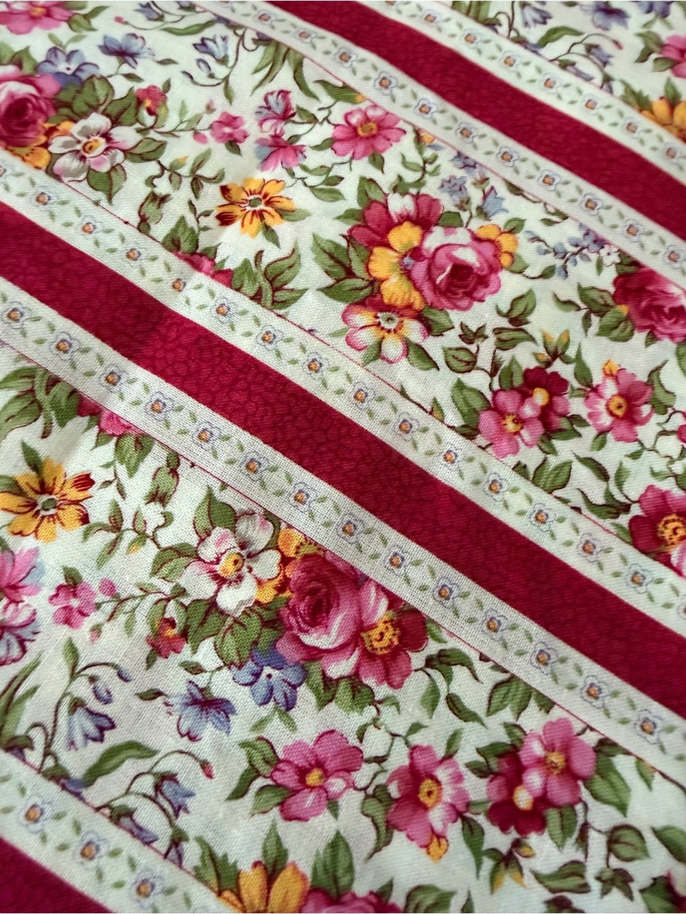 Daisy Kingdom “summertime stripe” chintware fabric